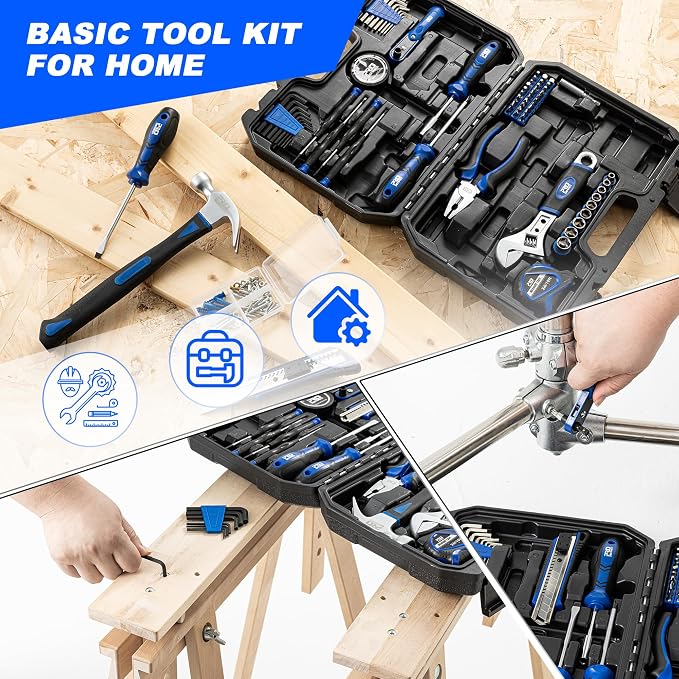 Prostormer 160-Piece Tool Set, General Household Tool Kit, Blue | Includes Portable Toolbox, Mixed Tools for Garage, Office, College Dorm, DIY & Everyday Repairs