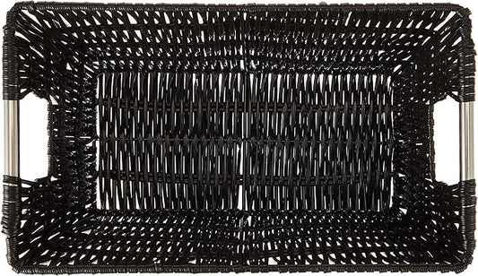 Whitmor 6500-2712-BLK Rattique Small Shelf Black Tote Basket
