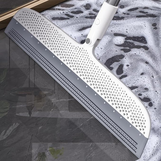 Rubber Floor Squeegee Broom for Pet Hair, 51.77" Long Handle | Multi-Surface Cleaner for Laminate, Carpet, Hardwood, Tile, Windows, Mirrors and Rugs