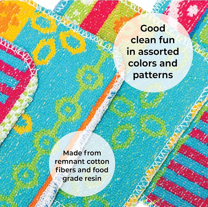 Skoy Scrub, 1-piece Reusable, Non-Scratching Dish Scrubber for Kitchen and Household Cleaning, Planet-Friendly, Dishwasher Safe Soft Scrub, Assorted Colors and Designs