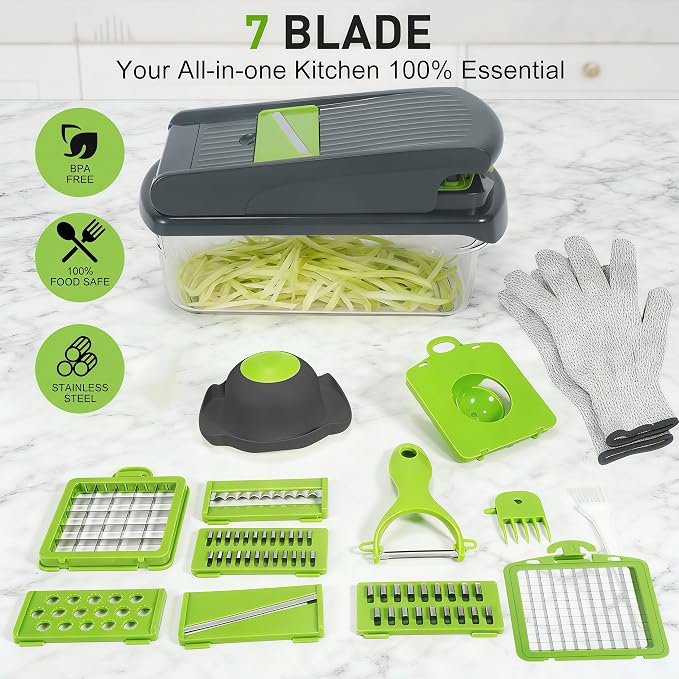 Adjustable Steel Mandoline Slicer Veggie Fruit Kitchen Prep Cutter | Sharp adjustable steel blades, compact structure, quick cleanup, ideal for potato, carrot, onion daily meal prep