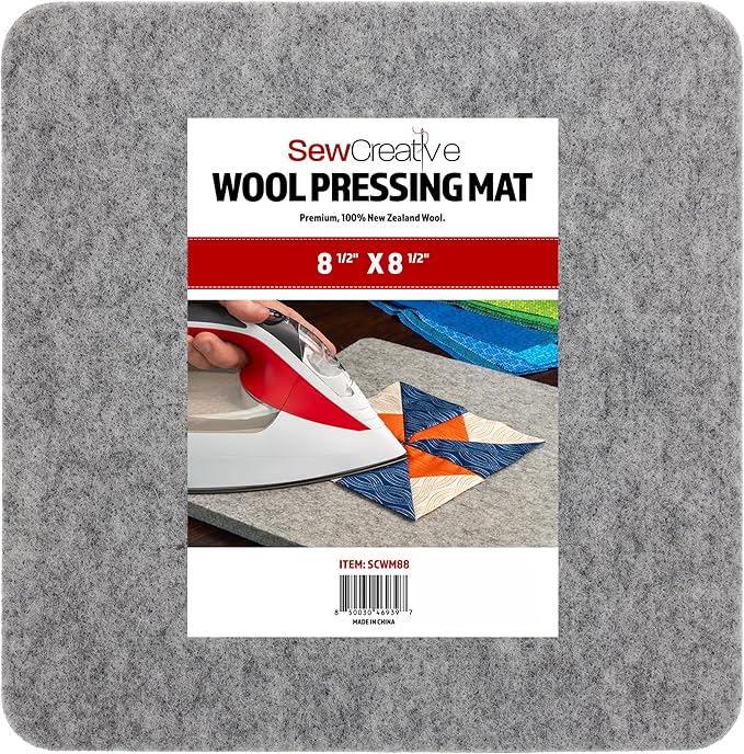 Wool Pressing Mat - Ironing Pad for Quilting & Sewing | Premium 100% New Zealand Felted Wool, by Sew Creative (8-1/2" x 8-1/2")
