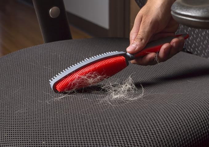 FURemover Duo Pet Hair Rubber Brush, Dual Sided to Easily Remove Fur and Lint from Clothing and Upholstery, Thick Bristles Groom Dogs and Cats, Easy to Clean, Colors May Vary