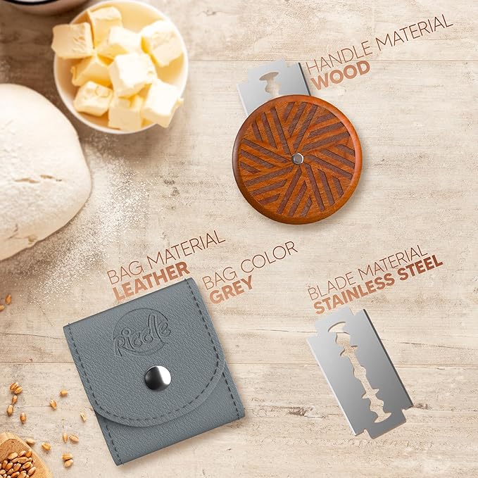 RICCLE UFO Bread Lame Slashing Tool, Dough Scoring Knife with 15 Razor Blades and Storage Cover