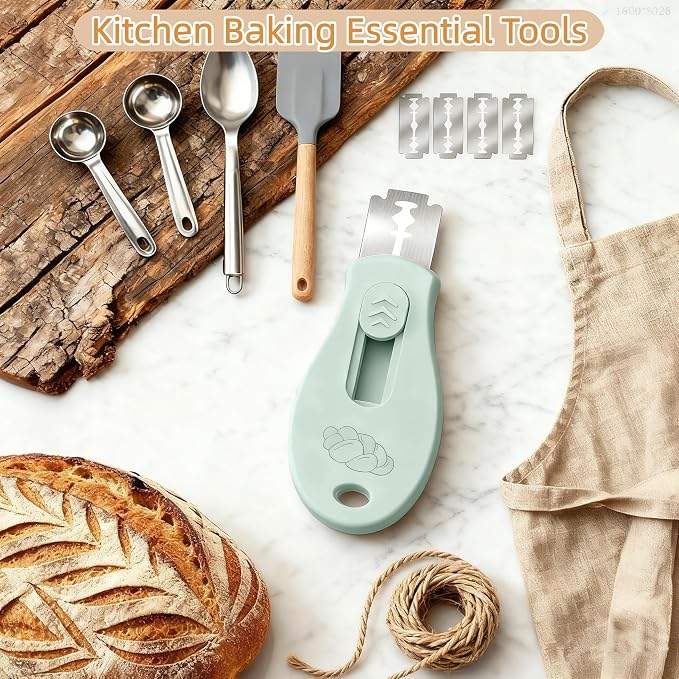 Bread Lame Sourdough Scoring Tool, Extractable & Magnetic Bread Scoring Tool, Scoring Knife for Bread Baking, Bread Razor for Homemade Bread, Sourdough Scorer Tool, Includes 5 Razor Blades-Gray