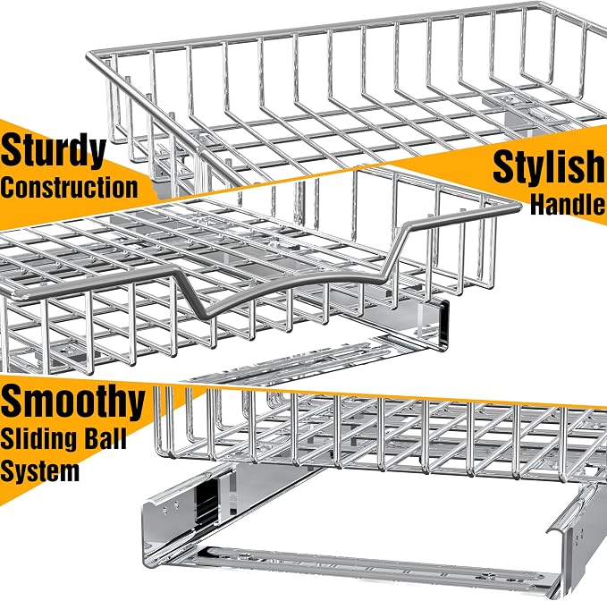Simple Houseware Under Cabinet Pull Out Sliding Shelf Drawer, 17Dx13W | for Kitchen Organizer