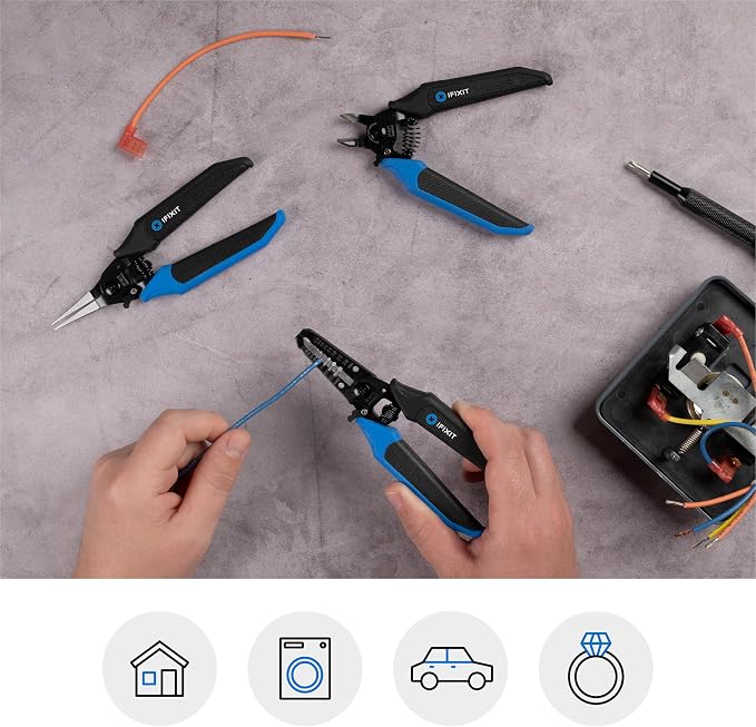 iFixit Mandible 3-Piece Plier Set for Electronics and Household DIY Repair