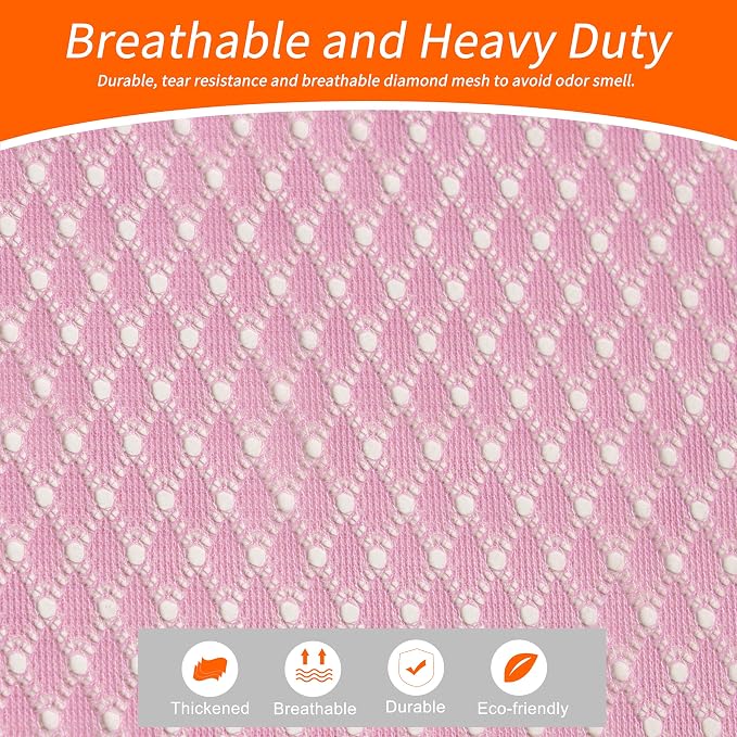 Heavy Duty Diamond Mesh Laundry Bag, 24x36", Pink | Drawstring & ID Tag, Breathable Mesh, Machine Washable, Commercial Grade, , For College Dorms, Travel, Sports Equipment