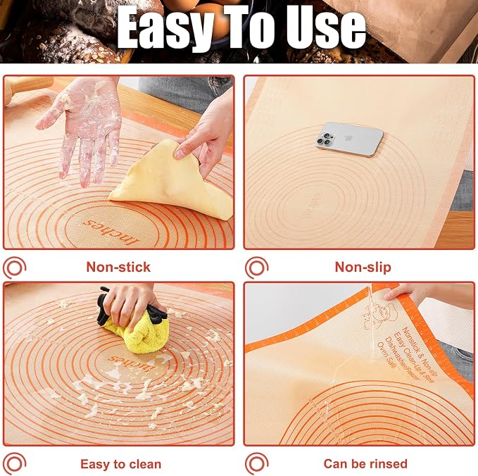 Silicone Pastry Mat 36x24 Inch Nonstick Baking Mats Extra Large Counter Mat for Dough Rolling, Pastry, Pie Crust, Fondant, Cookies, Bread, Pasta, Pizza Mat
