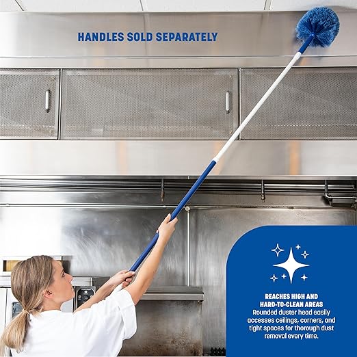 Sparta Round Duster Head, Soft Flagged Bristles, 9 Inch, Blue | Flo-Pac, Electrostatic Bristles, Ceilings and Corners, Handle Sold Separately, BPA Free
