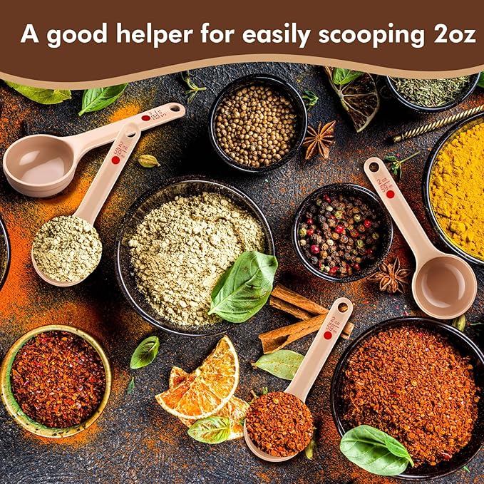 Teenyyou 20 Pcs Foodservice Products Measure Spoon with Short Handle 2 Ounces Measuring Scoop Food Grade Solid Portion Control Spoon for Oatmeal Creatine Coffee Grains Spices Powders