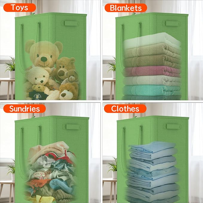 Slim Laundry Hamper with Wheels,20 Gal (75L) Rolling Laundry Basket with lid and wheels Clothes Hamper Foldable Tall Dirty Clothes Basket Sturdy Collapsible Clothes Hamper for Dorm,Laundry Room