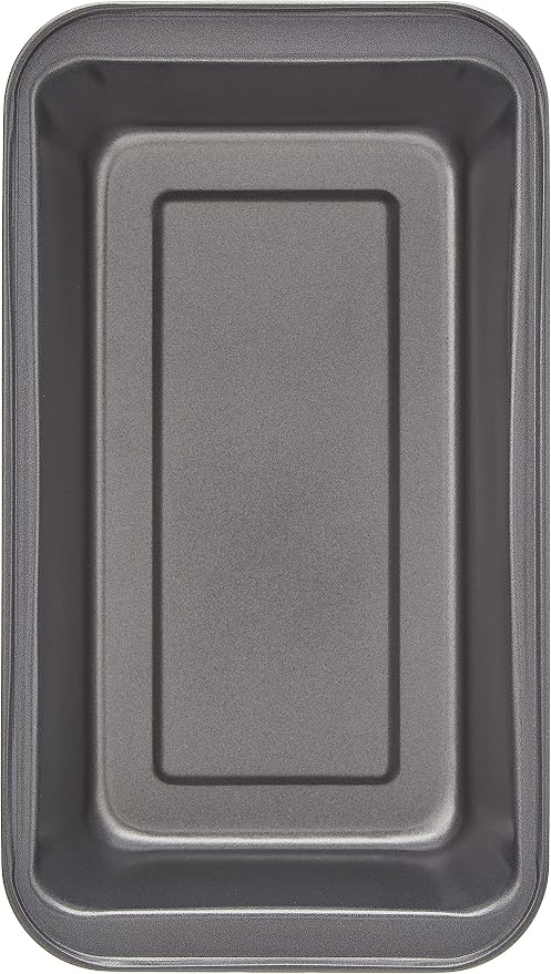 Amazon Basics Rectangular Nonstick Bread Loaf Pan for Baking Meatloaf with Even Heat Distribution, 9.5 x 5 Inch, Gray, Set of 2