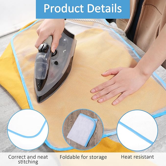 Protective Pressing Cloth for Ironing, 4 Pack Ironing Clothes to Protect Clothes, Protector Insulation Mat Scorch Saving Mesh Iron Board Cover Pad Press Scorch Iron Cloth