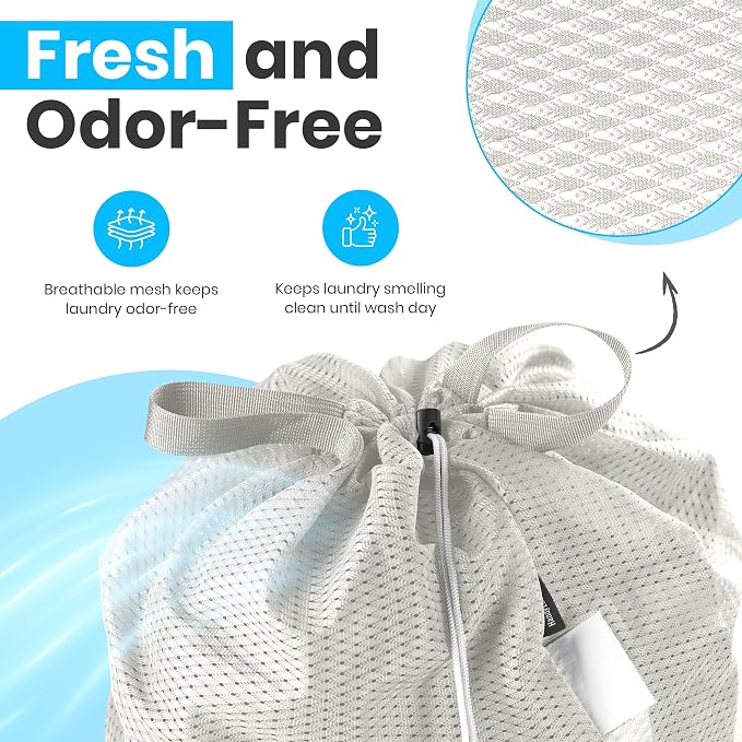 Handy Laundry Mesh XL Laundry Bag 24"x36" 2-Pack with Shoulder Strap, Grey | 2-Pack, XL 24x36 Mesh Laundry Bag, Handles & Shoulder Strap, Breathable, Machine Washable, Dorm Travel Bedding, Grey