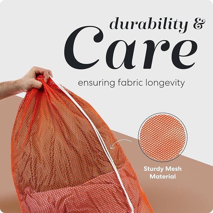 Handy Laundry Mesh XL Laundry Bag - Durable, Machine Washable with Secure Drawstring Closure - Perfect for College Dorms, Laundromats, Apartments (Orange, Large 24" x 36") | XL 24x36 Mesh Laundry Bag, Secure Drawstring, Heavy Duty, Machine Washable, fo...