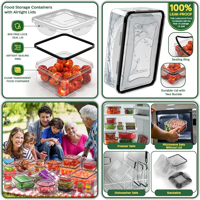 RockBerry 66 Pcs Food Storage Containers with Lids Airtight