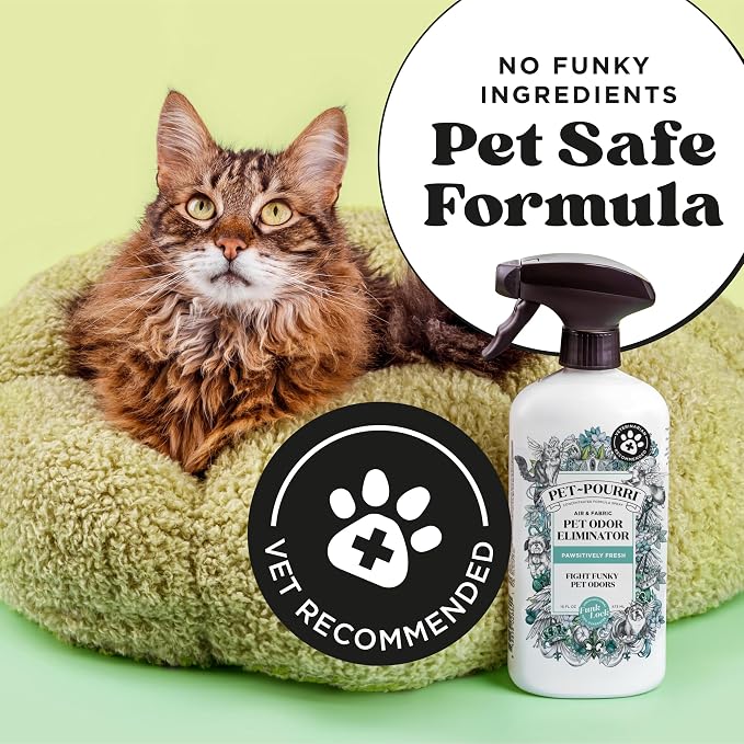 Pet-Pourri Pet Odor Air + Fabric Odor Freshener Spray, Pawsitively Fresh, 16 Fl Oz (Pack of 2)