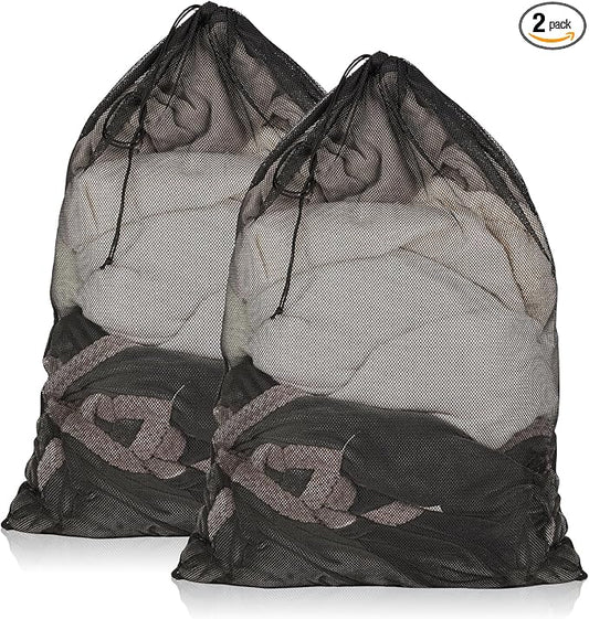 2 Pack Mesh Laundry Bags 23x34 Inch Drawstring Locking for Travel Home | Mesh bags with locking drawstring, Tear-resistant for blankets & towels, Lightweight foldable for travel/dorm