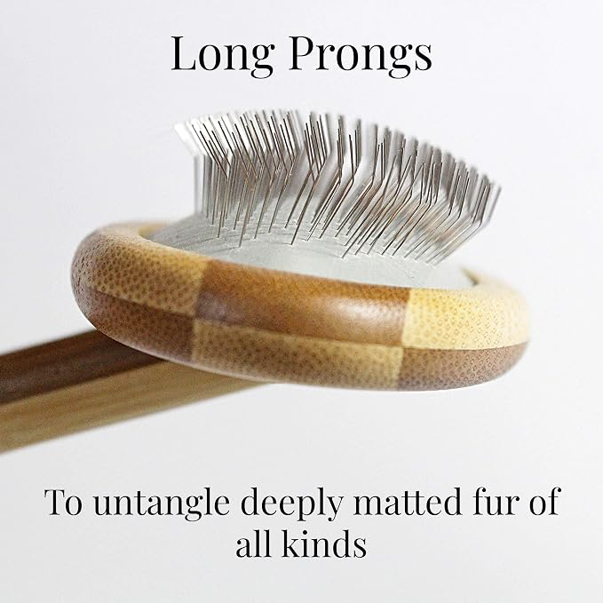 Sheepskin Brush Rug Wool Carpet Cleaner Bamboo Wire Slicker Carding, Unmats Fur & Restores Like New, Longer Prongs, Stronger Design, To Fluff Fleeces, Sherpa, Macrame & Faux Fur Blankets