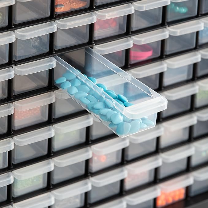 IRIS USA 64-Drawer Screw Organizer, Hardware Storage, Made in USA, Black | Wall mountable, Stackable, Building Bricks, Garage Tool Storage, Art & Craft Supplies, Beads, Gem Stones