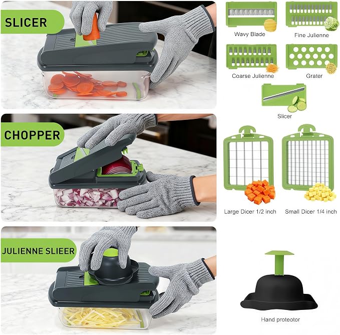 Adjustable Steel Mandoline Slicer Veggie Fruit Kitchen Prep Cutter | Sharp adjustable steel blades, compact structure, quick cleanup, ideal for potato, carrot, onion daily meal prep