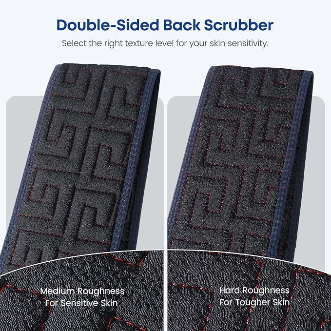 Exfoliating Back Scrubber for Shower, 38 Inches Long Back Exfoliator with Two Handles for Men and Women Acne, Double-Sided Bath Back Washer Body Cleaner to Scrub Your Skin