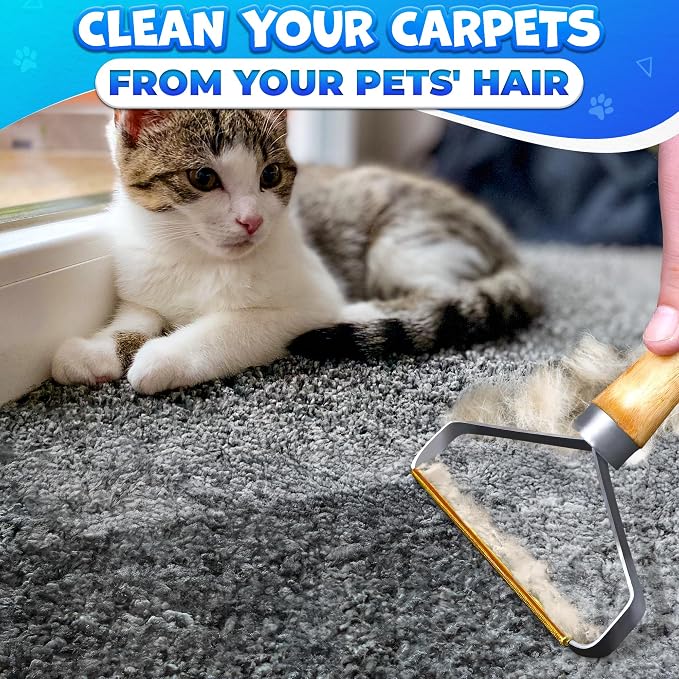 Pet Hair Removers 2 Pack Reusable Metal Lint Remover Tool – Durable Pet Hair Remover Tool with Wooden Handle | Portable Fabric Shaver Fuzz Cleaner for Clothes, Carpet & Furniture, Couch | Portable Fabric Shaver Lifts Fuzz from Clothes, Carpet, Furnitur...