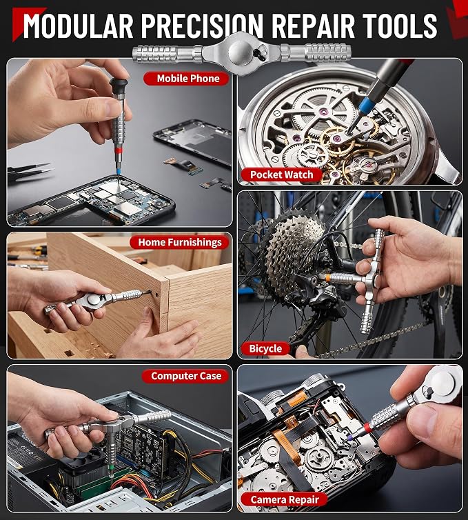 79 in 1 Precision Ratchet Screwdriver Set, Upgraded S2 Steel Tool Kit with Long Bits, Magnetic Electronics Repair Kit Compatible with Smartphones, Laptops, Gift for Men DIY Enthusiasts