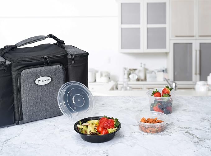 Glotoch 24oz Meal Prep Containers with Lids(50-Pack), Food Storage Containers, Reusable BPA-Free Plastic Containers, Microwave, Freezer and Dishwasher Safe, Stackable Portion Control Containers