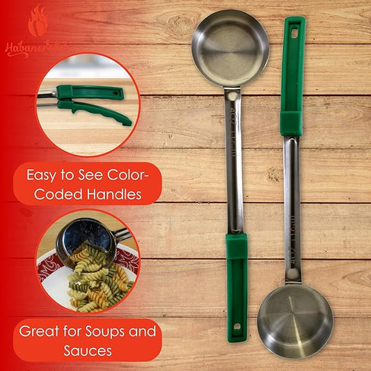 4 Ounce Solid Stainless Steel Portion Control Ladle Spoon for Measuring and Serving; Commercial Grade Serving Scoops [Pack of 2]
