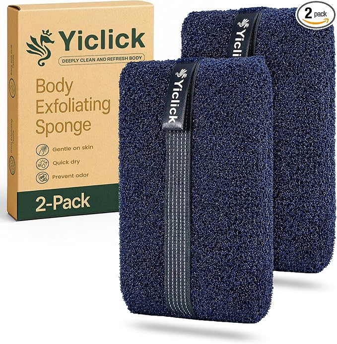Exfoliating Body Scrubber & Shower Exfoliator – Mens Body Scrubber & Womens Sponge, Exfoliating Washcloth with Handle, Dead Skin Remover Loofah for Men (2 Pack)