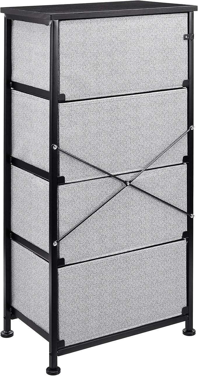 Amazon Basics Fabric 4-Drawer Storage Organizer Unit for Bedroom Closet, Black