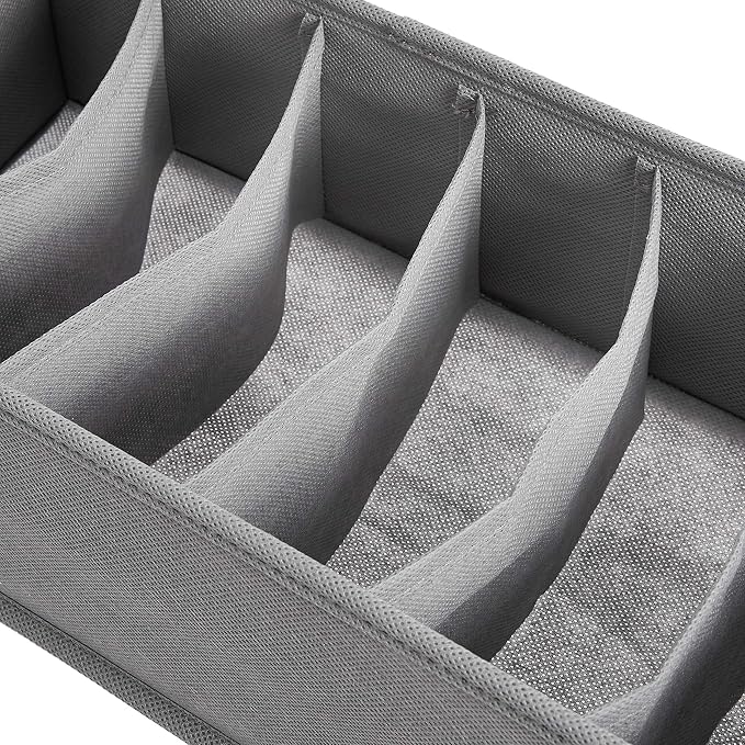 Amazon Basics Deep Drawer Organizer for Clothes, Collapsible Storage Boxes for Socks, Underwear and Baby Items, Set of 4, Gray | Pack of 2