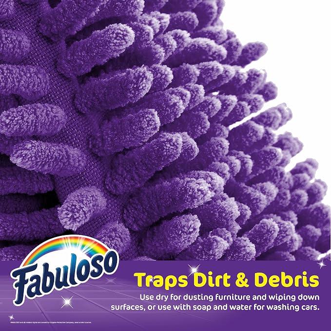 Fabuloso Microfiber Cleaning Mitt Glove, Purple | Lint-free, scratch-free dusting and washing for furniture, blinds, shelves, and car interiors