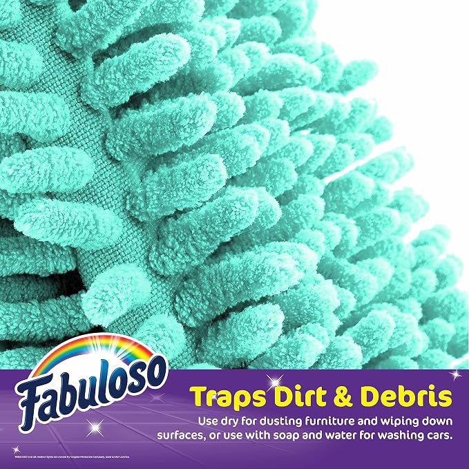 Fabuloso Microfiber Cleaning Mitt, Teal, One Size Fits All | Lint-Free, Scratch-Free Dustless Hand Cloth for Bold and Bright Cleaning Experience