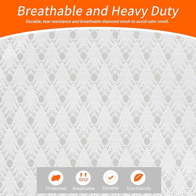 Heavy Duty Diamond Mesh Laundry Bag, 24x36", White | Drawstring & ID Tag, Machine Washable, Commercial Grade, , For College Dorms, Travel, Sports Equipment