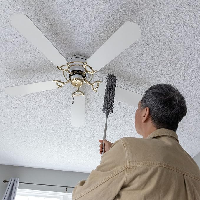 Ceiling Fan Duster with Extension Pole, 7 Ft Long Microfiber Dusters for Cleaning with 2 Brushes for High Ceiling, Cobweb Duster, Walls, Furniture and Home Cleaner