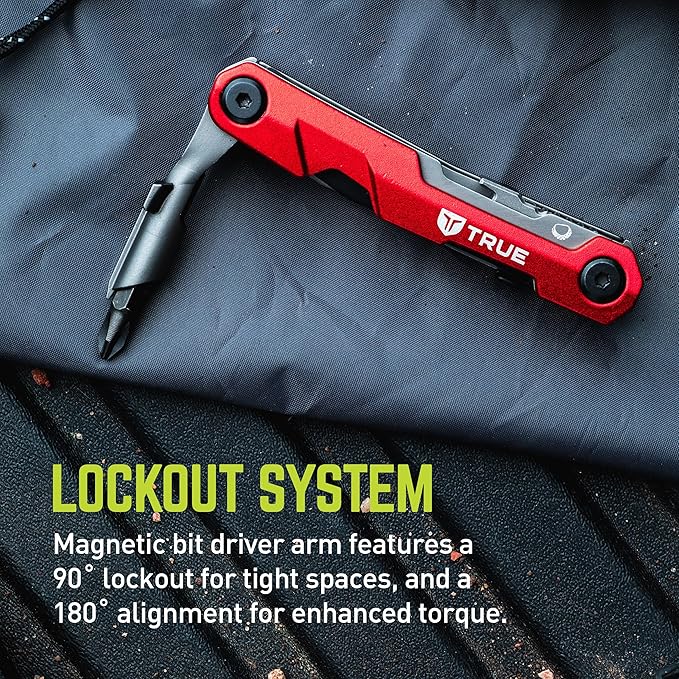 TRUE Titanium Block Multitool, 5-in-1 Compact Pocket EDC Multitool | 5-in-1 Everyday Carry Multitool with a Locking Driver, Folding Tanto Blade, Bottle Opener, Flat Edge Scraper & Pocket Clip