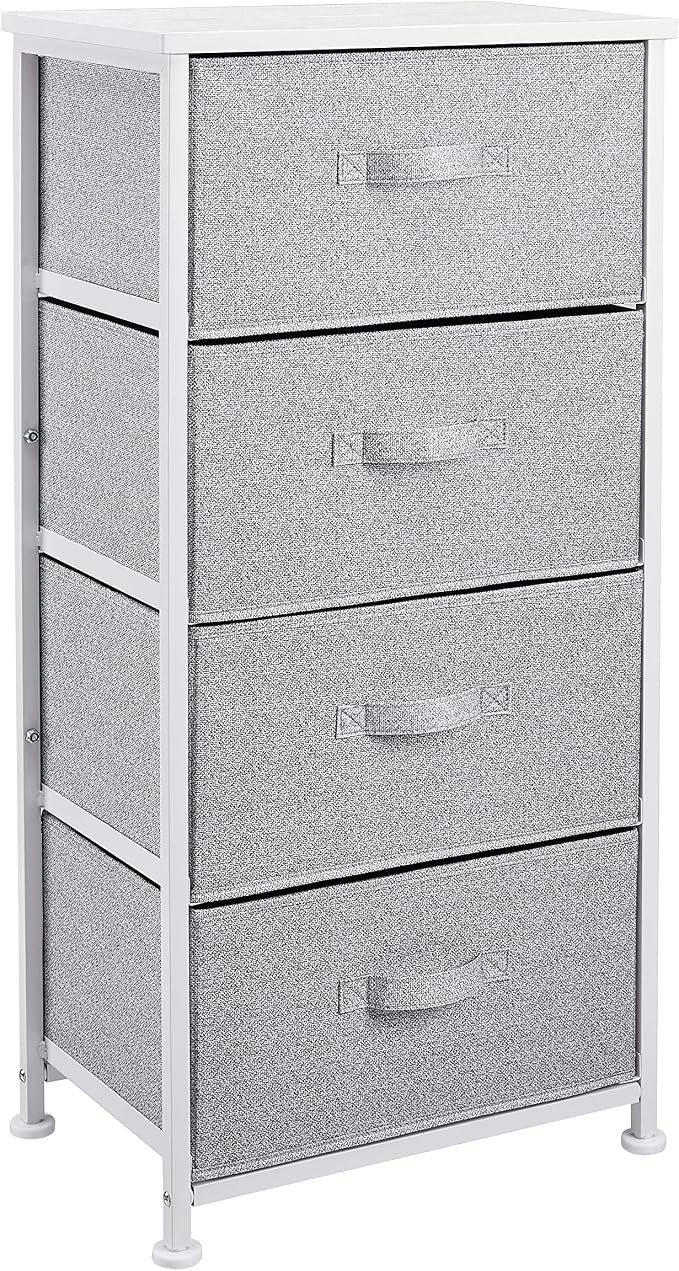Amazon Basics Fabric 4-Drawer Storage Organizer Unit for Closet, Bedroom, White