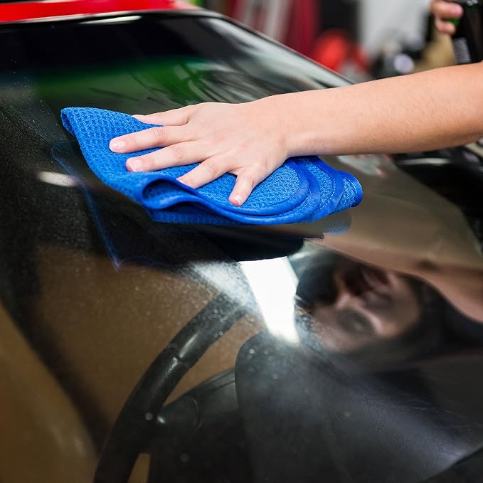 Chemical Guys Waffle Weave Glass Towel, Microfiber Towel, Blue 24 x 16 | For streak-free cleaning on cars, home glass, windows and mirrors, 7x absorbent streak-free glass cloth